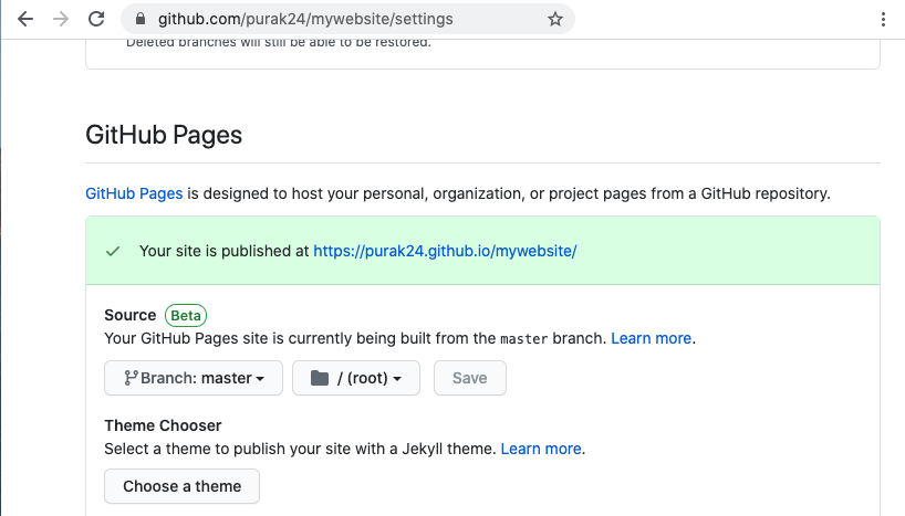 Enable Github Pages